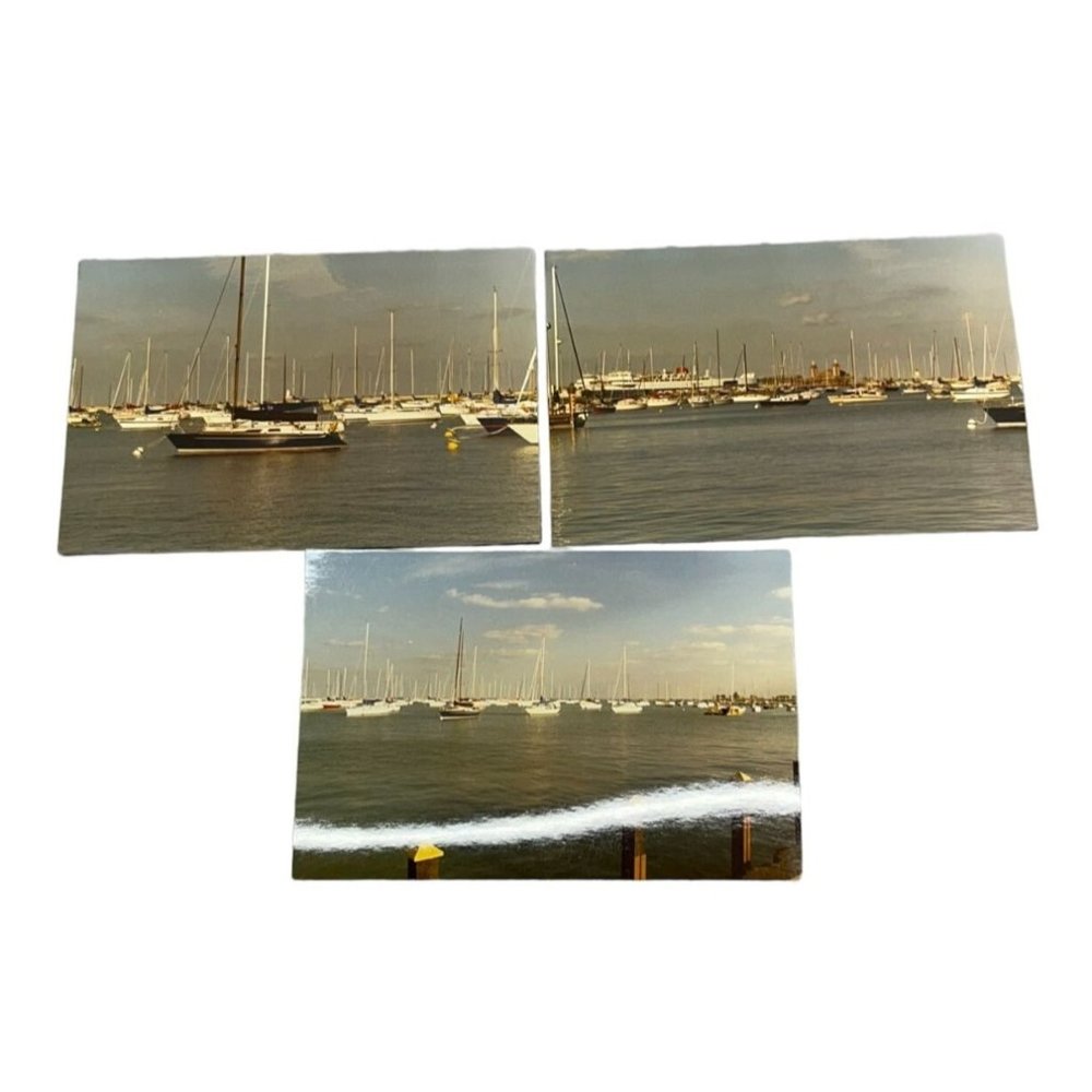 Lake Michigan Boat Harbor Found Photos Lot of 3 Vintage Snapshots 1988 Chicago